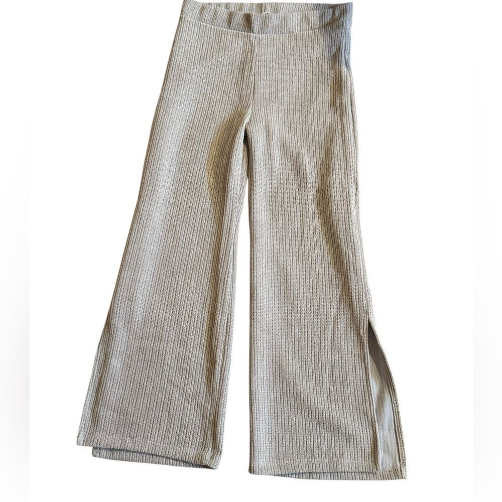 NWT KOTON Gray Ribbed Knit Wide-Leg Pants size medium